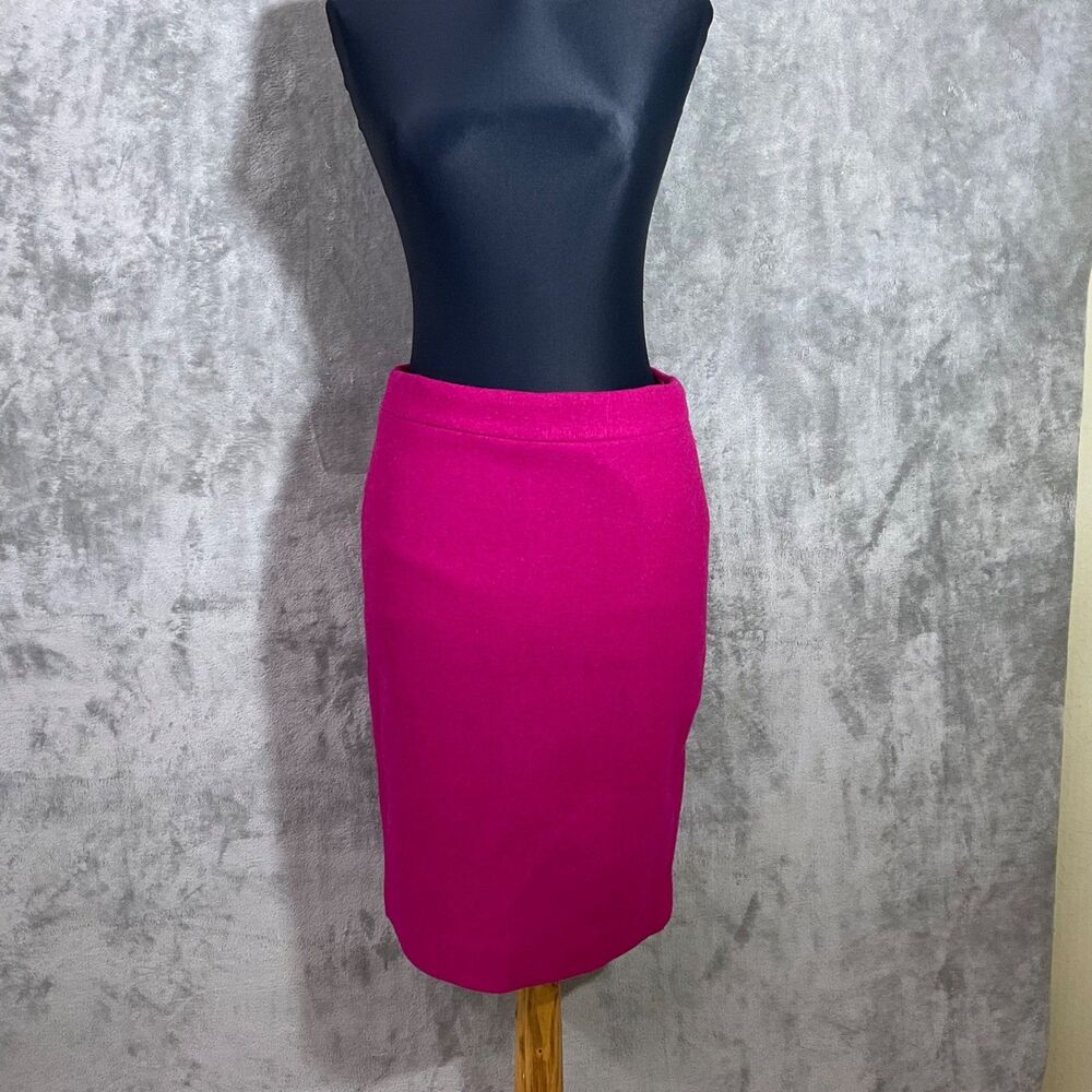 J. Crew Women's Size 0 Fuchsia Pencil Skirt  Wool Blend Career Office